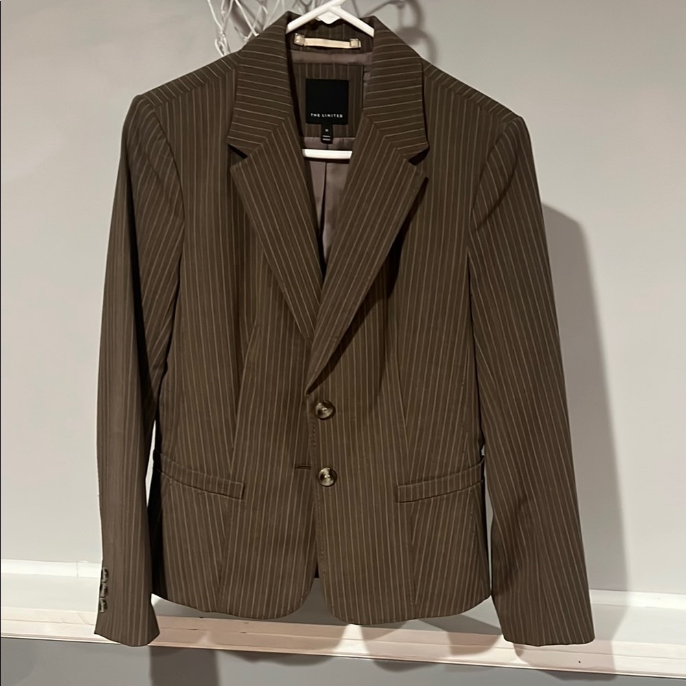The Limited Woman Brown Pinstripe Blazer